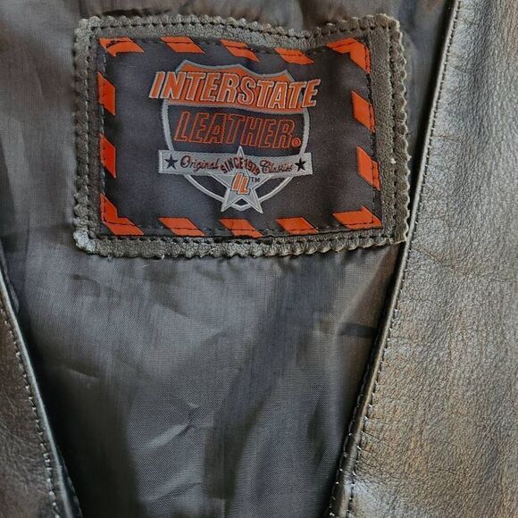 Vintage Vest Interstate Leather Motorcycle Mens XL Lace Sides Snap Button - Picture 4 of 5
